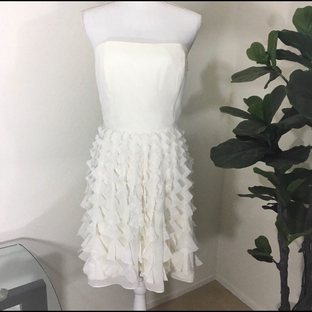 White House Black Market Ivory Strapless Dress